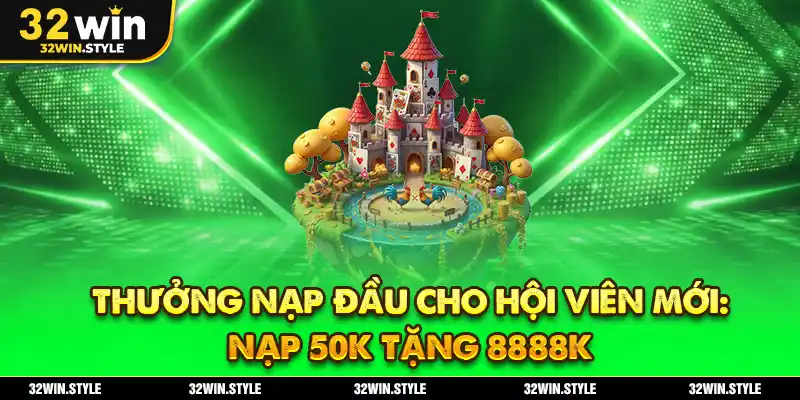 Khuyến Mãi 32WIN – Ưu Đãi Khủng Cho Hội Viên Mới & Cũ 2 Thưởng nạp đầu cho hội viên mới: Nạp 50k tặng 8888K